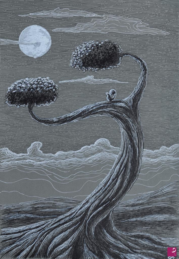 quadri in vendita online - Contemplando la luna