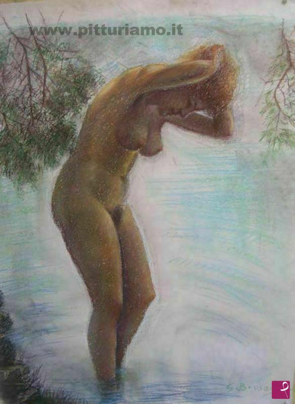 quadri in vendita online - Controluce di una figura nell'acqua
