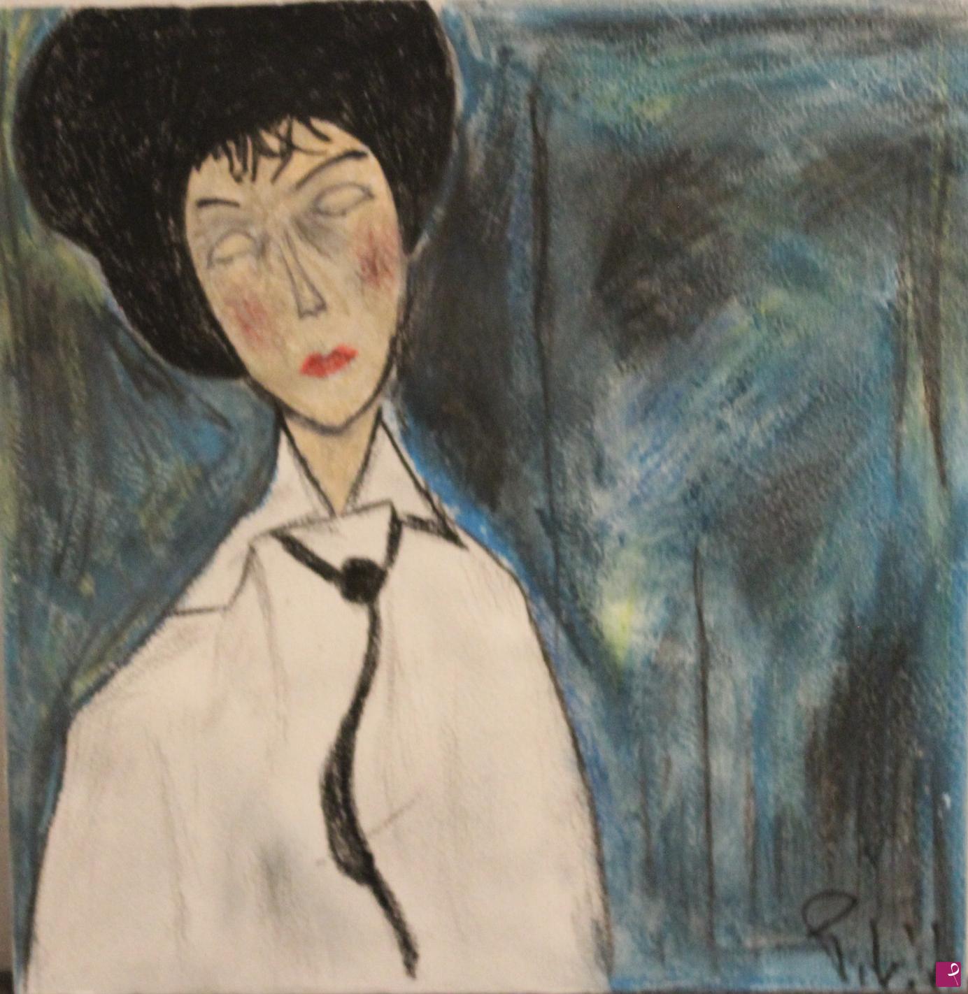 quadri in vendita online - Copia da Amedeo Modigliani – La donna con la cravatta nera.