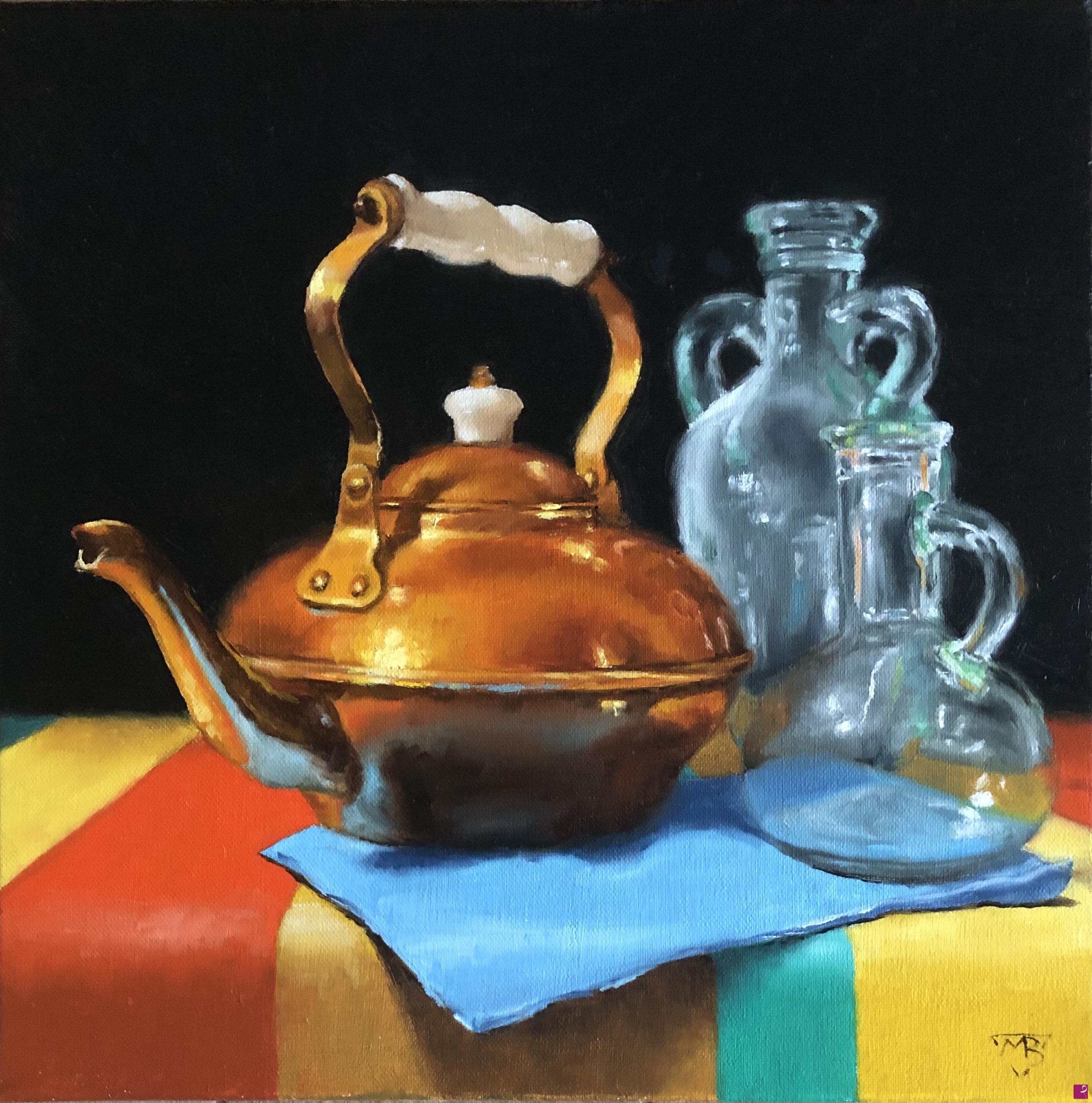 quadri in vendita online - Copper pot and glass