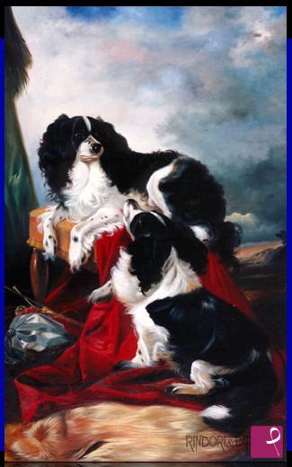 quadri in vendita online - COPPIA DI KING CHARLES SPANIEL. A COUPLE OF KING CHARLES SPANIEL