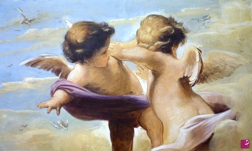 quadri in vendita online - coppia di putti