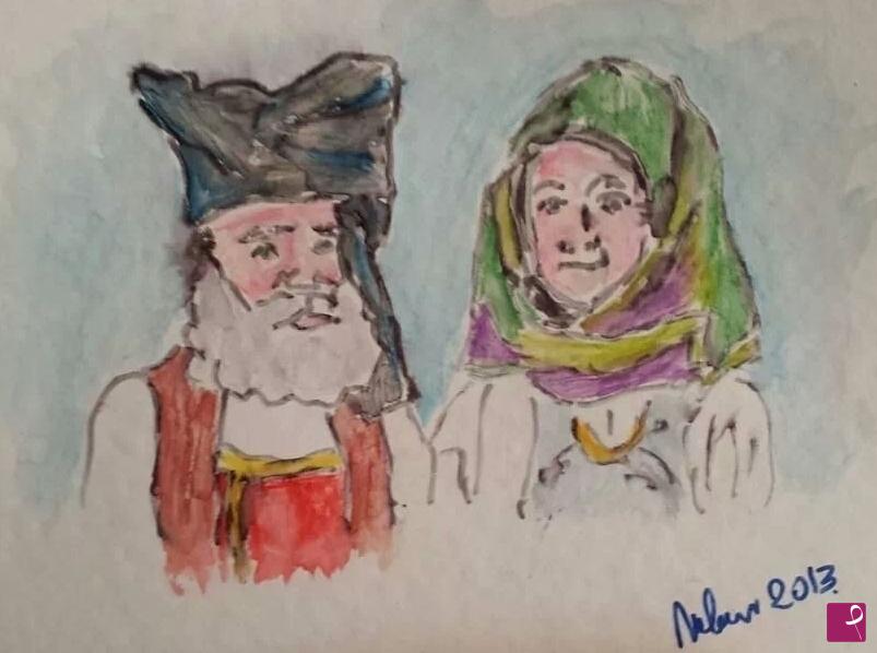 quadri in vendita online - Coppia in costume sardo