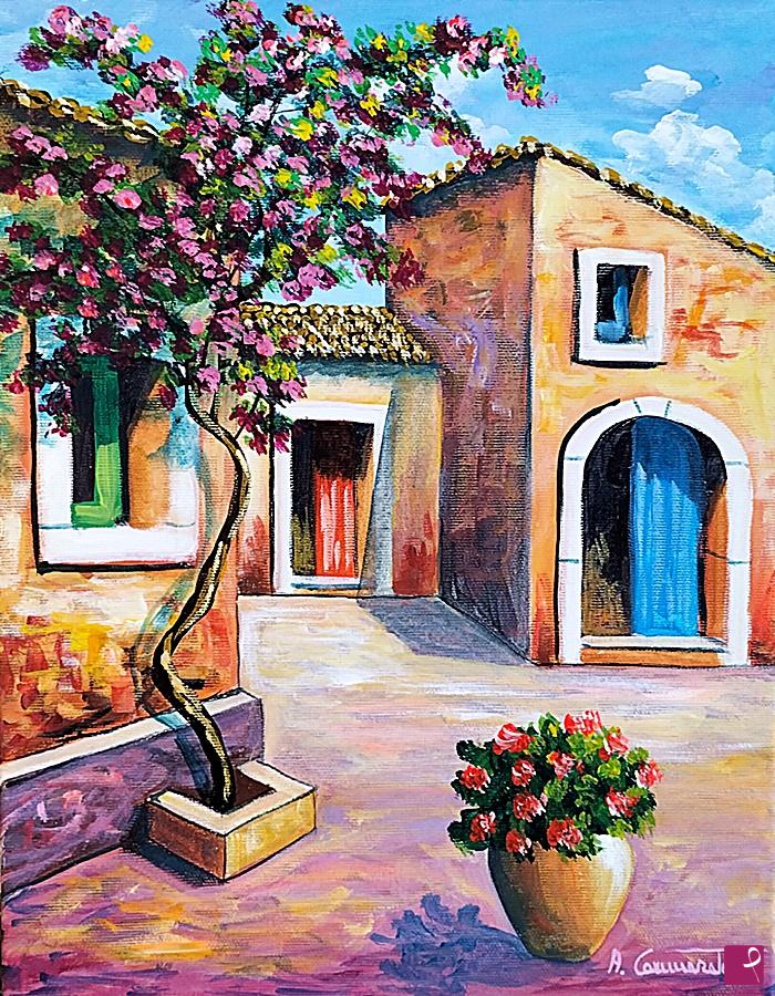 quadri in vendita online - Cortile con giara - www.paesaggicammarata.it