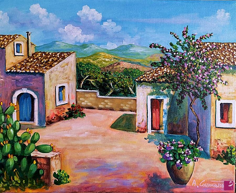 quadri in vendita online - Cortile di masseria
