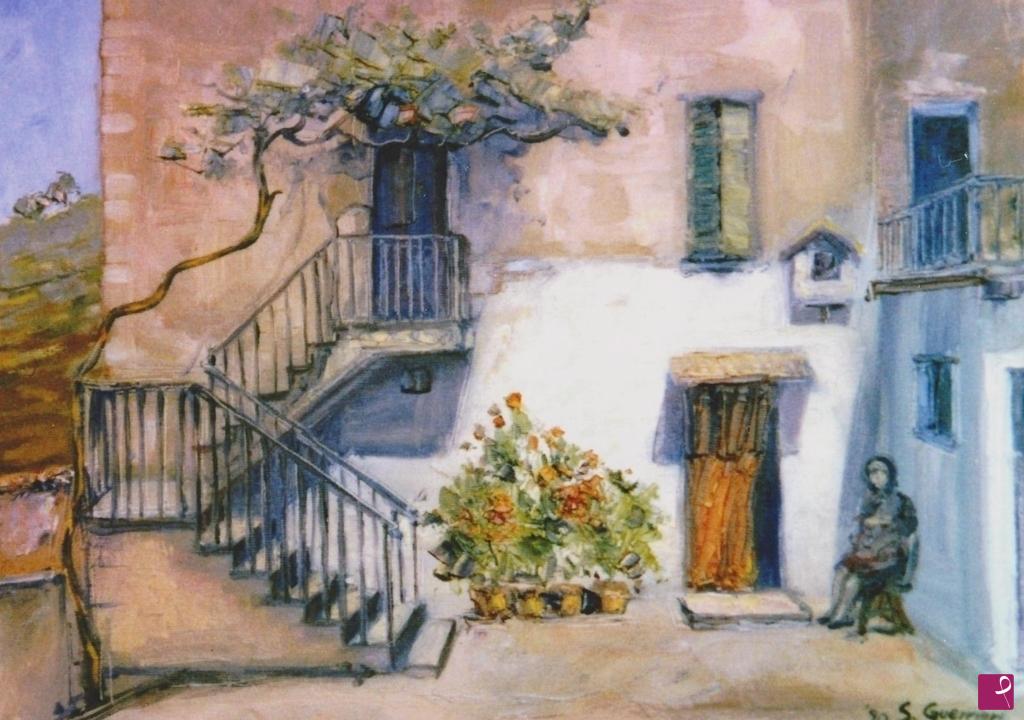 quadri in vendita online - "Cortile di paese"
