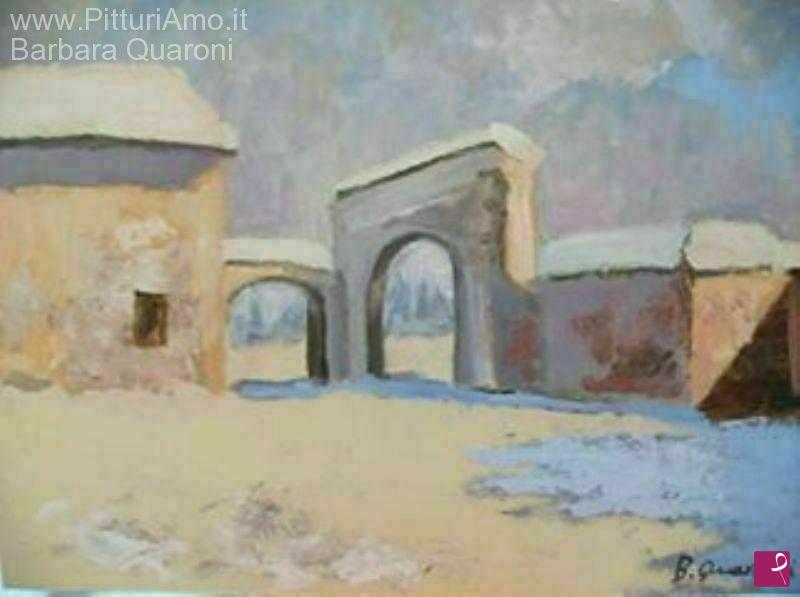 quadri in vendita online - Cortile innevato