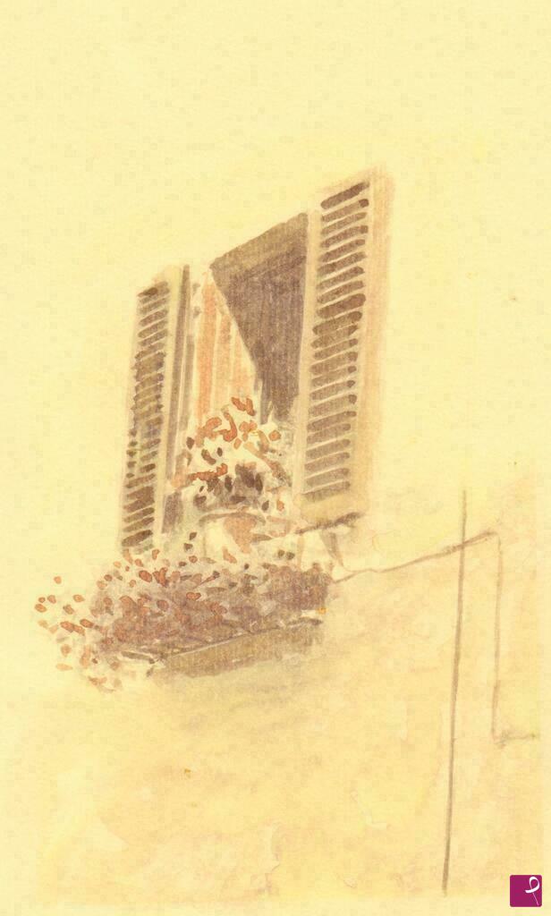 quadri in vendita online - Cortona - Finestra fiorita