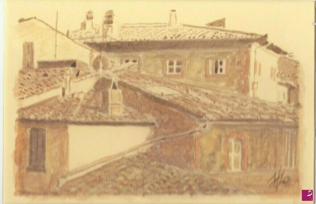 quadri in vendita online - Cortona e i suoi tetti