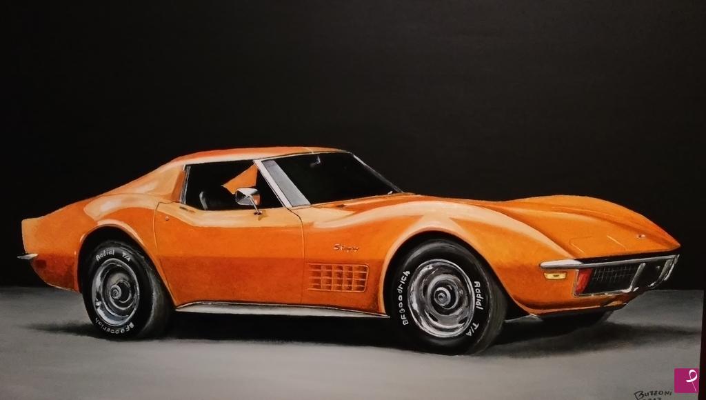 quadri in vendita online - Corvette c3 1970 ontario orange 