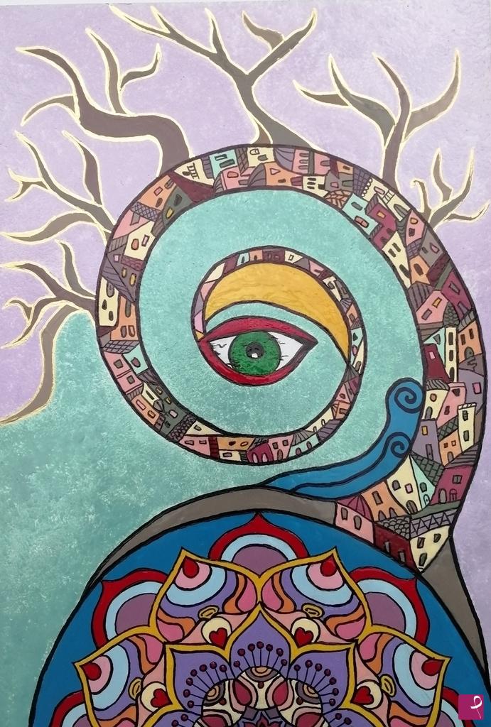 quadri in vendita online - Cosmic tree of life 