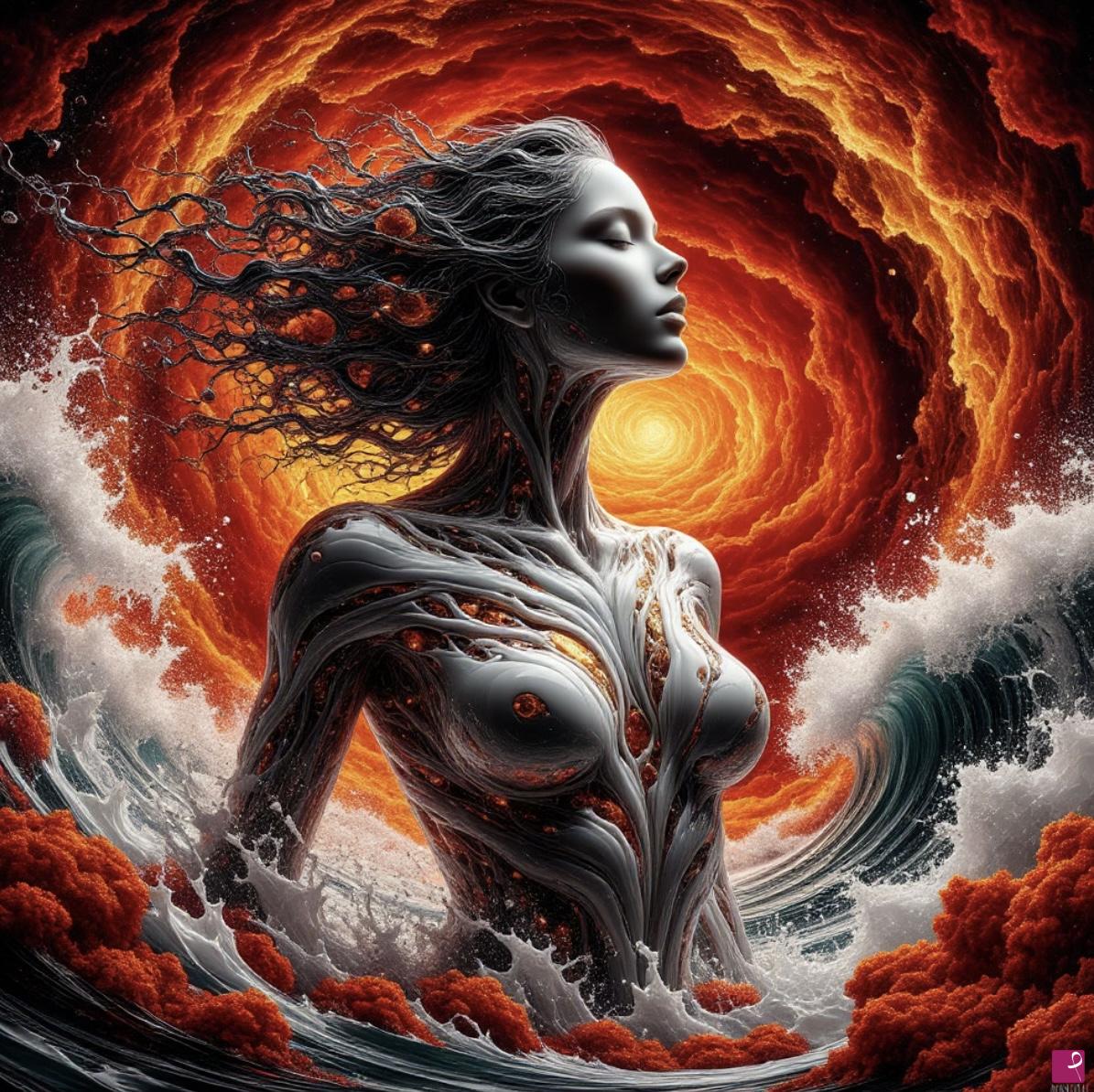 quadri in vendita online - Cosmos, water and girl 