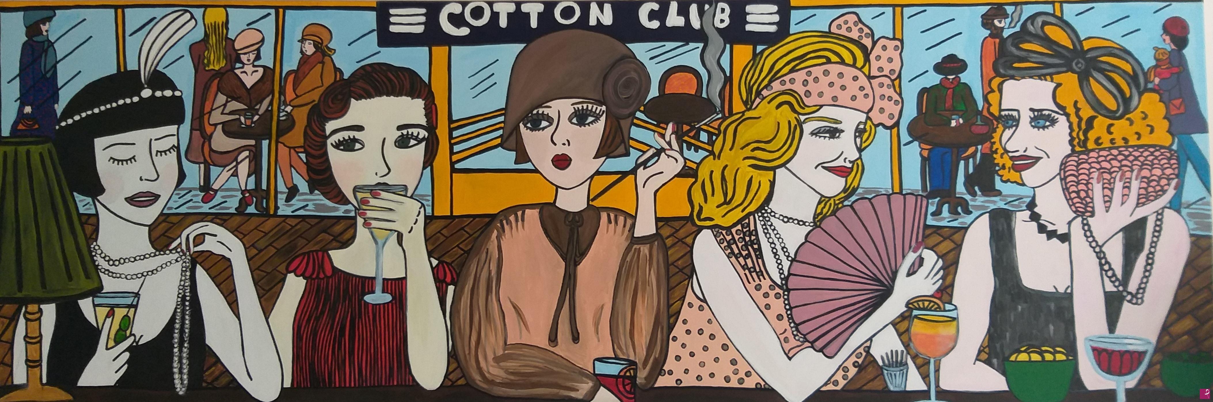quadri in vendita online - "Cotton club" tecnica mista su tela 50x150 (olio e acrilico)