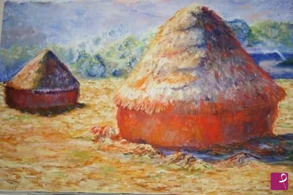 quadri in vendita online - Covoni omaggio a monet