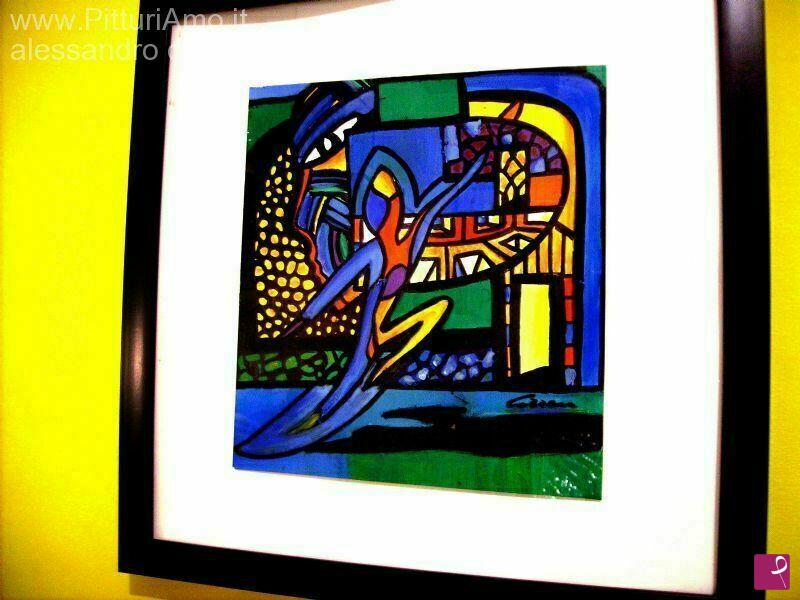 quadri in vendita online - COZZANI Astratto pregio "Danza en Mar" olio 45x45 pezzo unico raro 2008