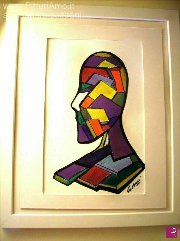 quadri in vendita online - COZZANI "Hombre Cubista" 2009 raro Archivio Cozzani NESPOLO, LODOLA, KOSTABI