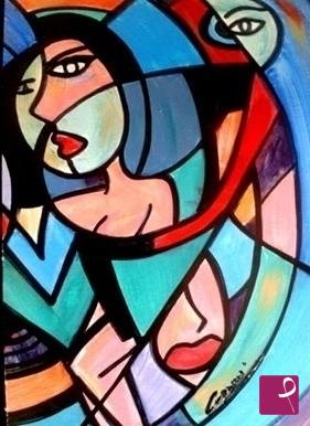 quadri in vendita online - Cozzani "MUJERES al Mar" -40x30 dipinto quadro pregio astratto no Amadio kOSTABI Castellani Finzi Baj