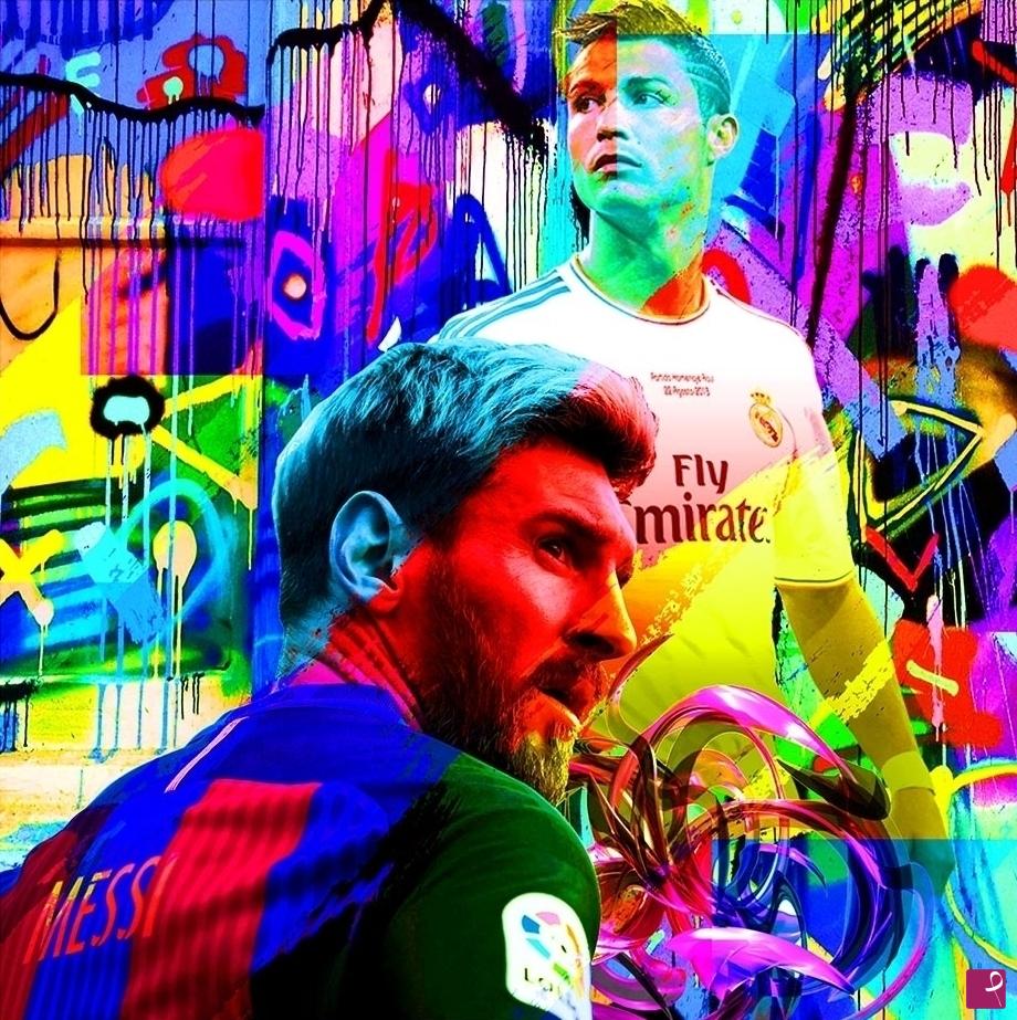 quadri in vendita online - Cr7 VS King Leo Messi