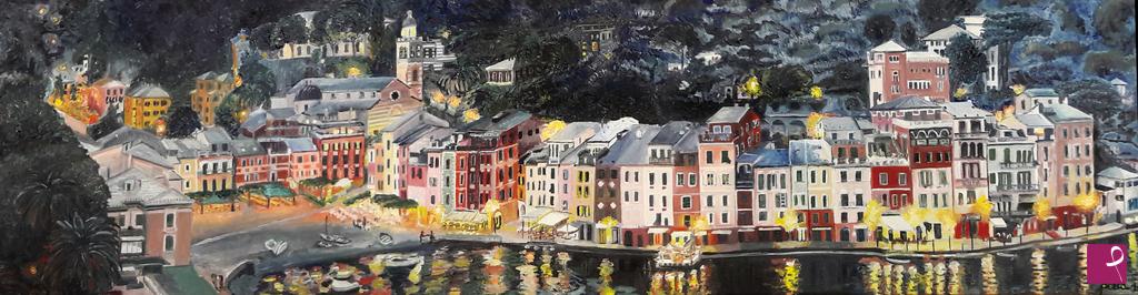 quadri in vendita online - CREPUSCOLO A PORTOFINO