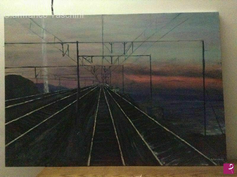 quadri in vendita online - crepuscolo ferroviario