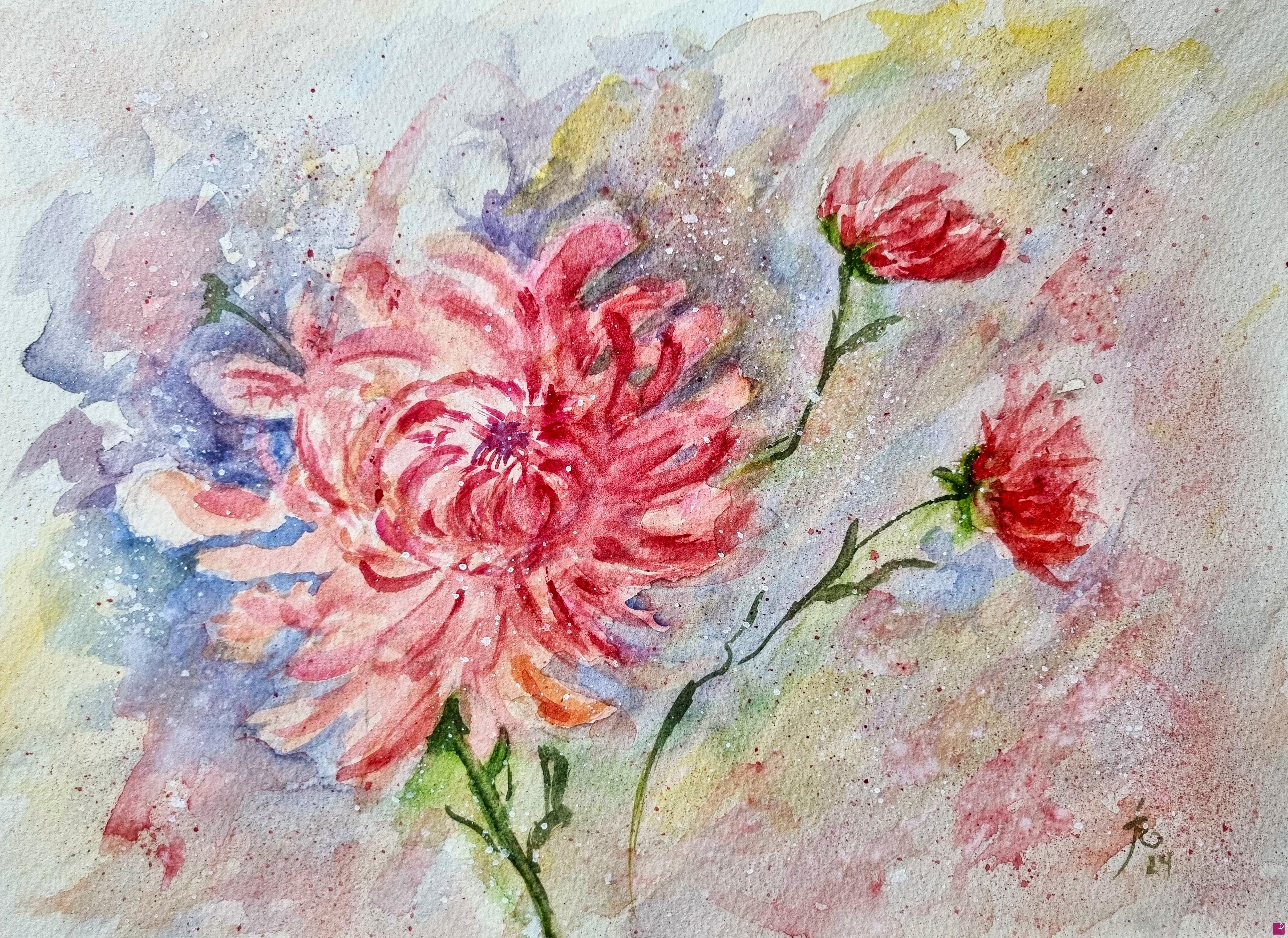 quadri in vendita online - Crisantemi Rosa Giganti