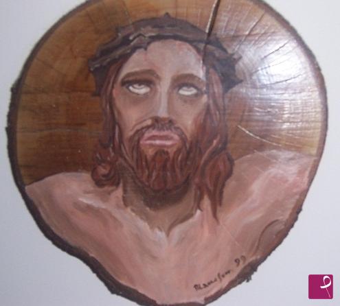 quadri in vendita online - Cristo 1 (olio su tronco cm 23 x 22)