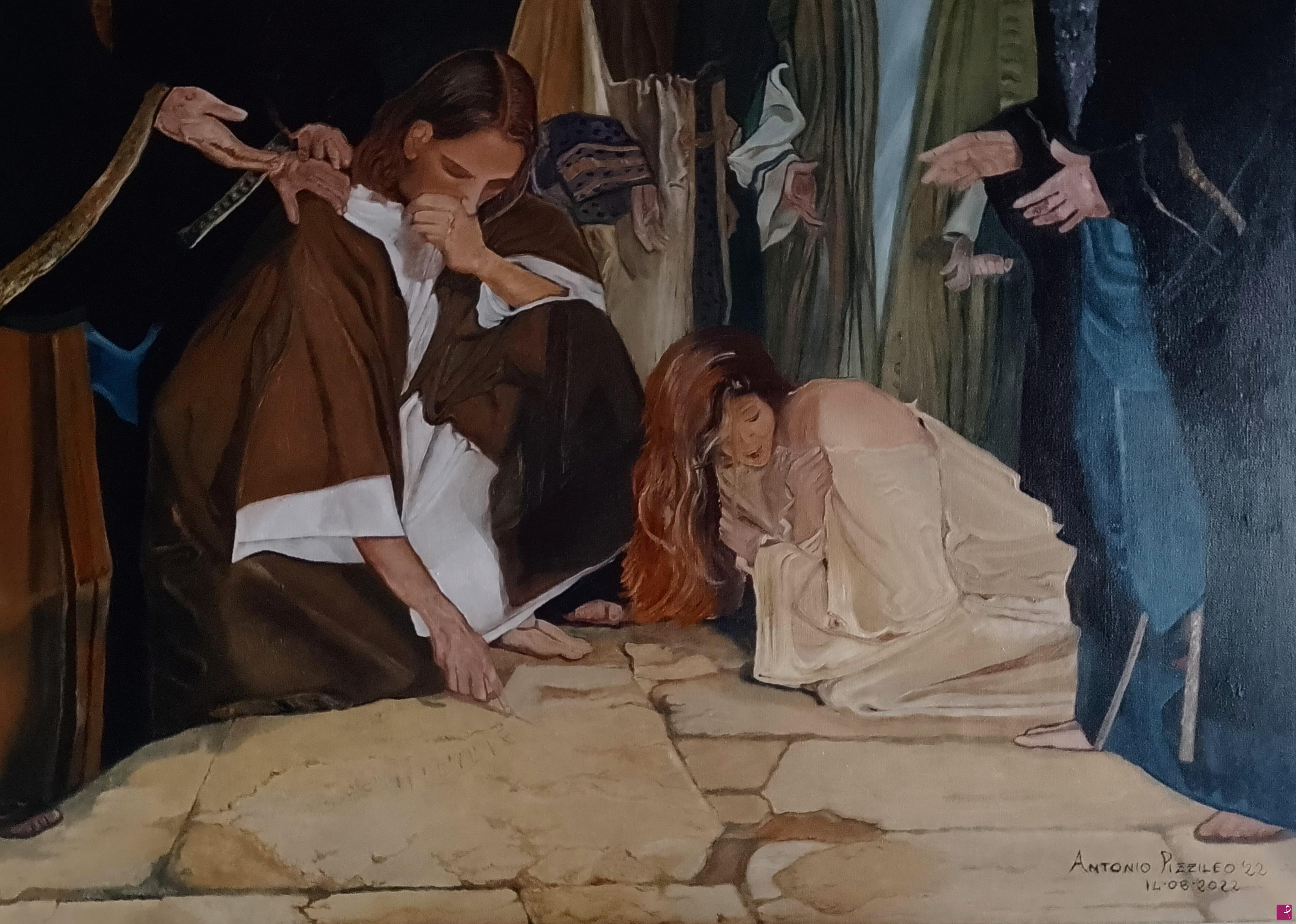 quadri in vendita online - Cristo e l'adultera 