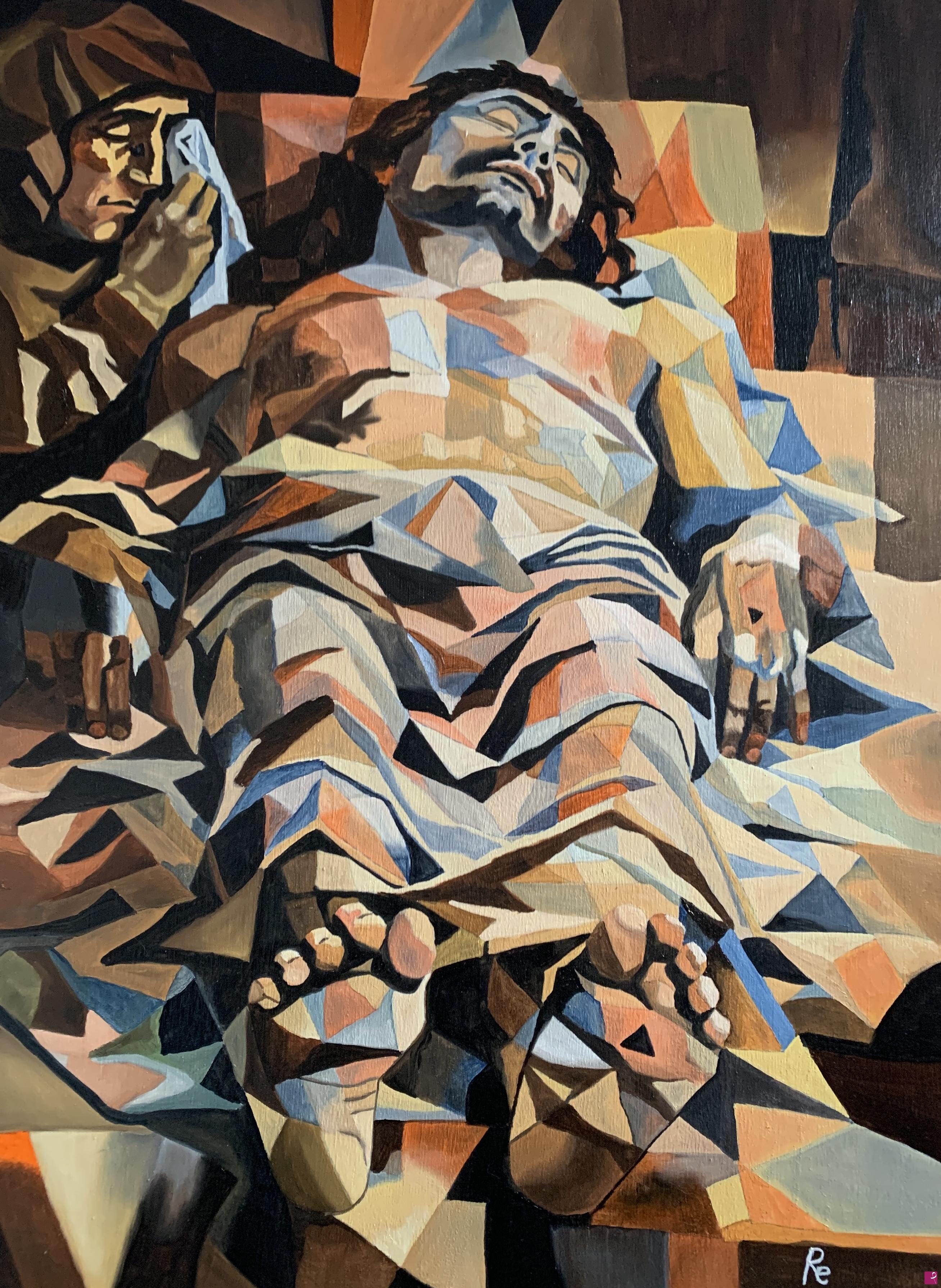 quadri in vendita online - CRISTO MORTO (MANTEGNA) in chiave cubista