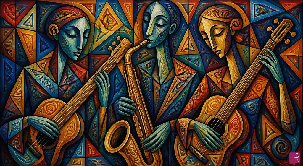quadri in vendita online - Cubist Symphony of Three