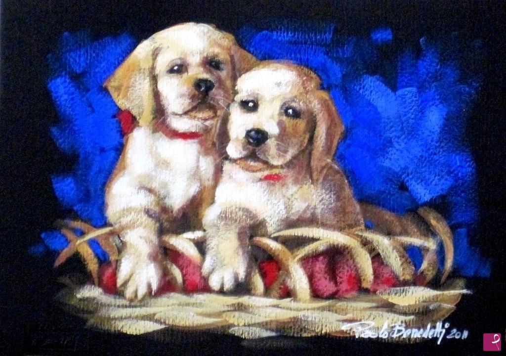 quadri in vendita online - Cuccioli di labrador