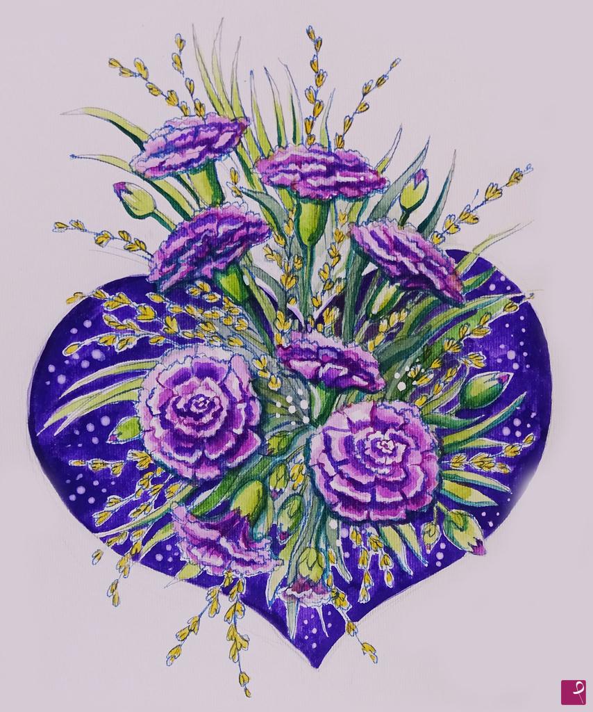 quadri in vendita online - CUORE di  fiori