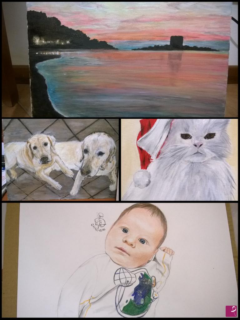 quadri in vendita online -  cuore  ritratti gatto bambino stintino cani