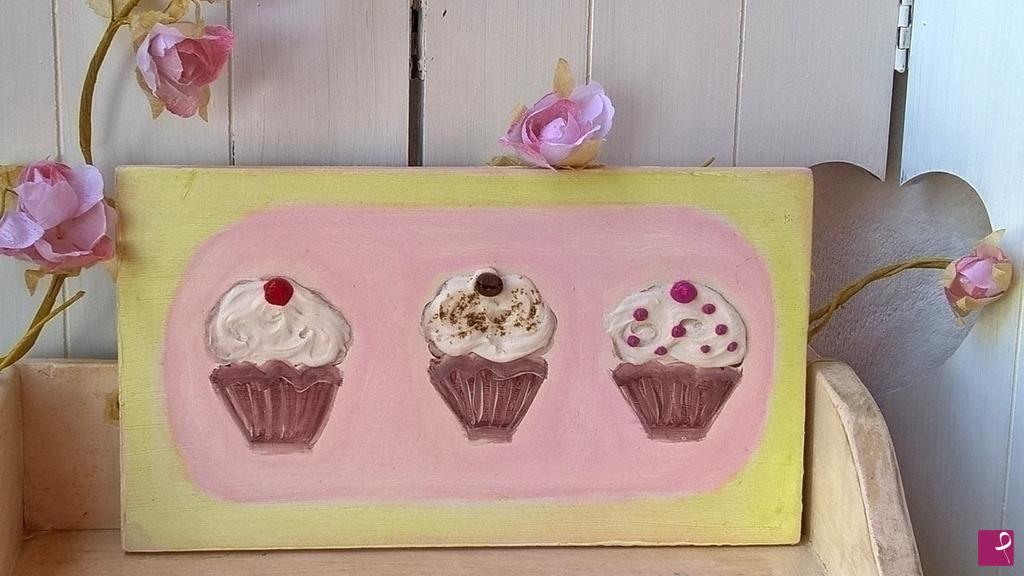 quadri in vendita online - Cup Cake alla panna Shabby Chic 