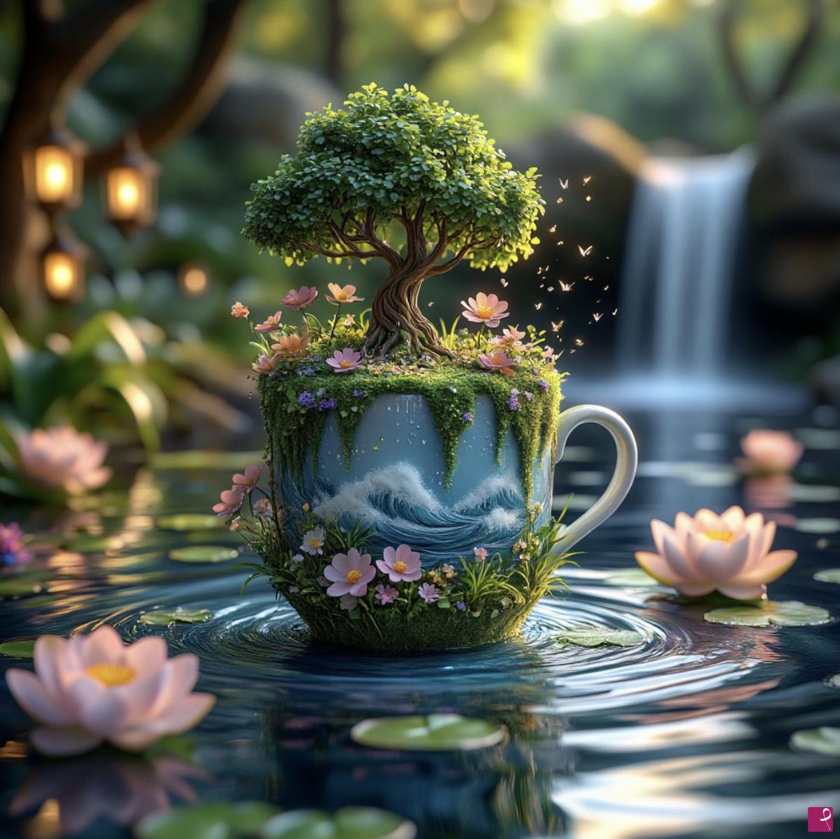 quadri in vendita online - Cup of tea in forest