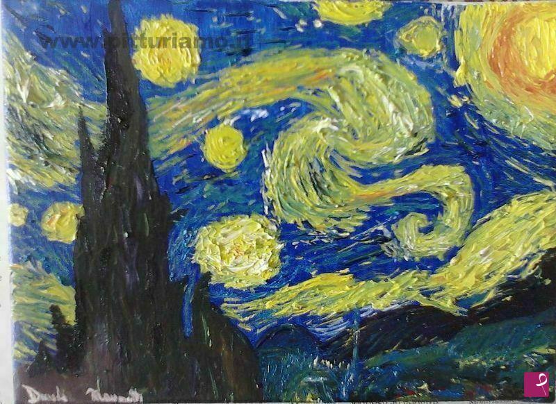 quadri in vendita online - Cypress tree in starry night