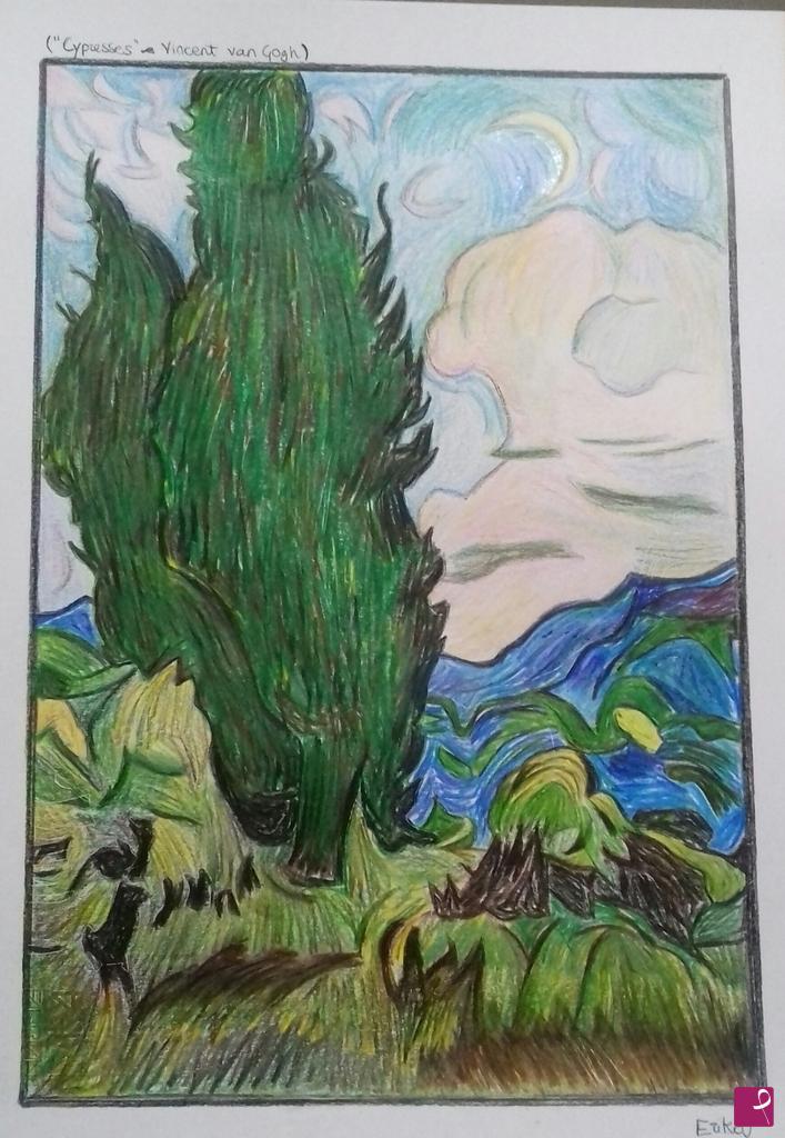 quadri in vendita online - Cypresses 