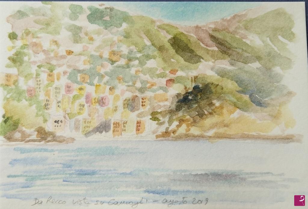 quadri in vendita online - Da Recco vista su Camogli