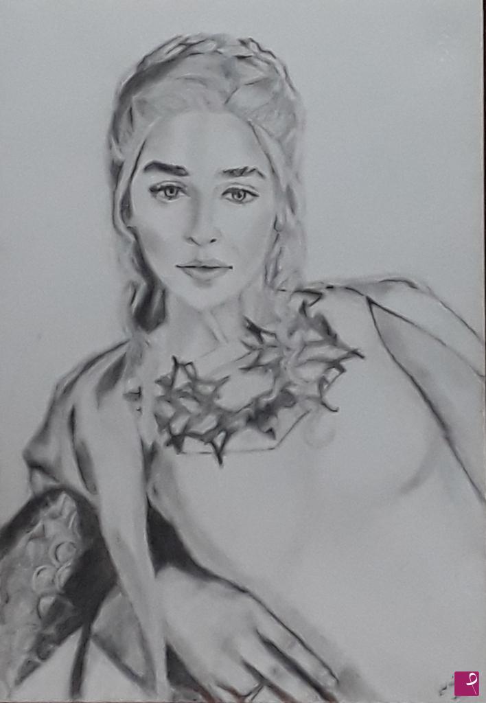quadri in vendita online - Daenerys vestito bianco(Disegno)