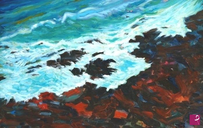 quadri in vendita online - dagli scogli , il mare