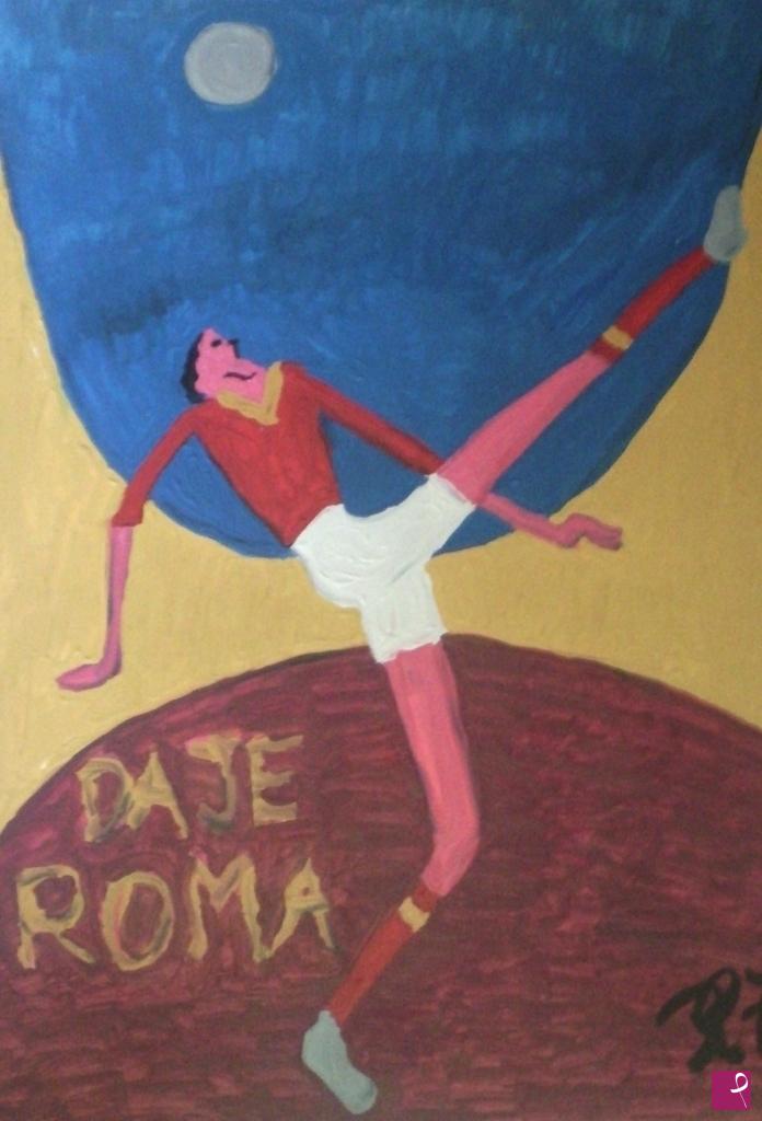 quadri in vendita online - DAJE ROMA (18x33; olio su carta)