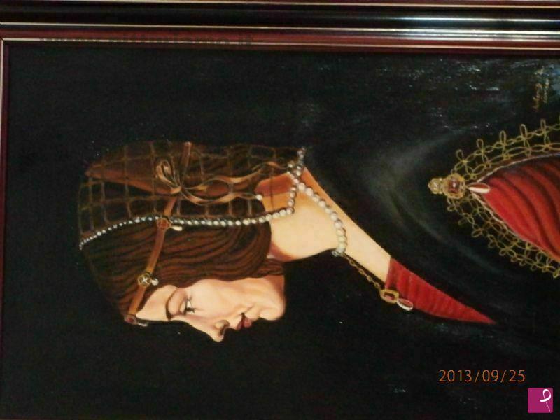 quadri in vendita online - dama dalla reticella di perle