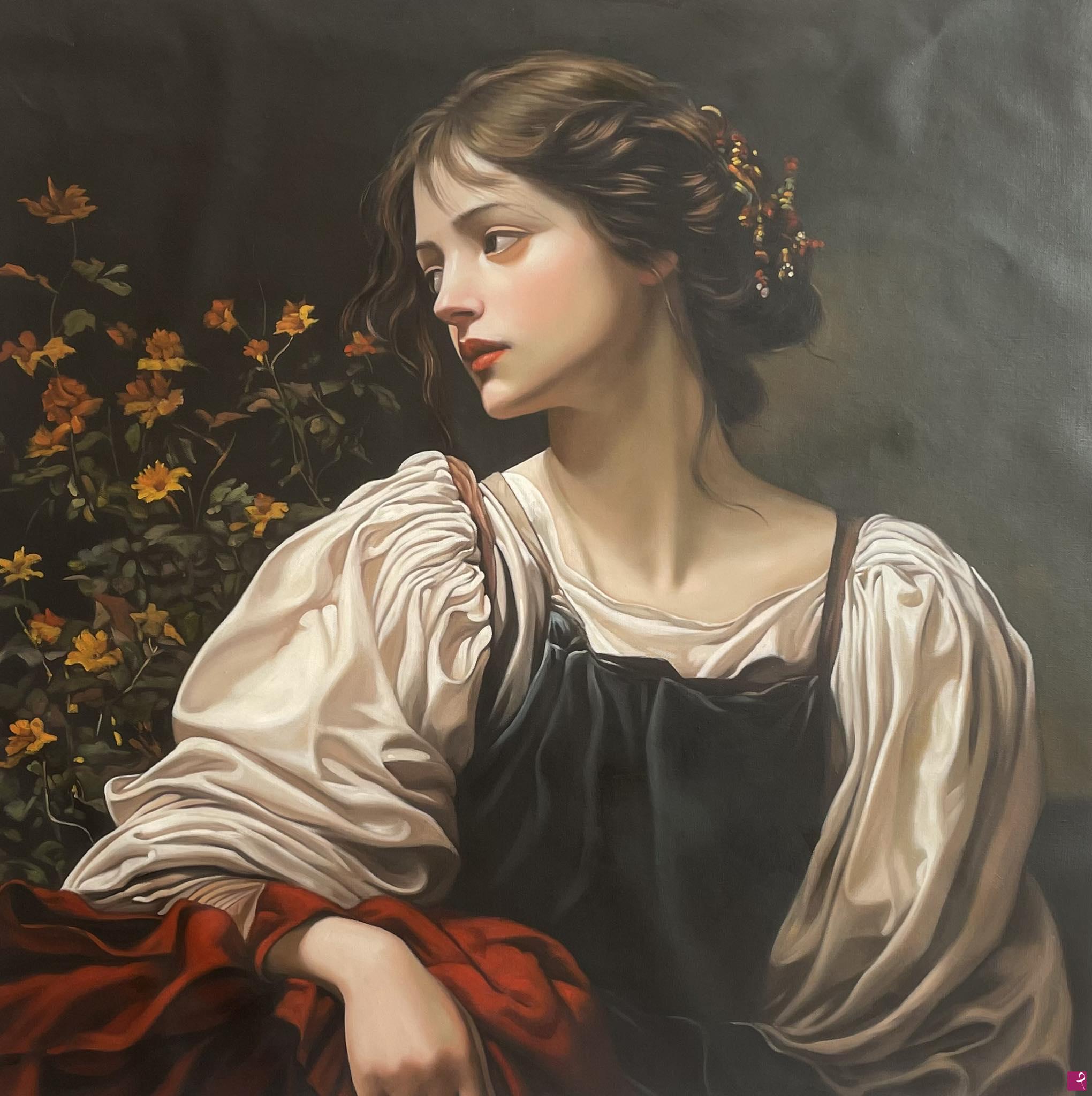 quadri in vendita online - Dama in giardino