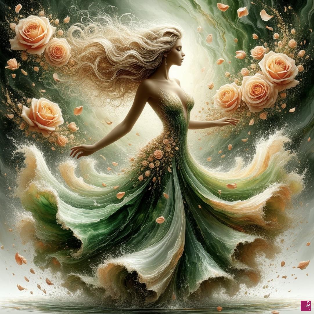 quadri in vendita online - Dancing girl in a green dress