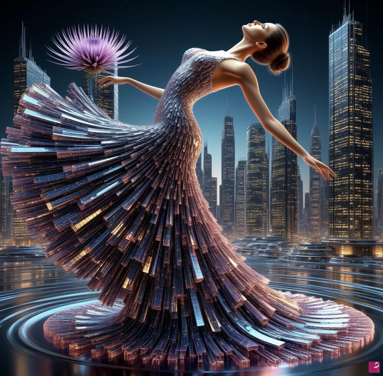 quadri in vendita online - Dancing women in long dress 
