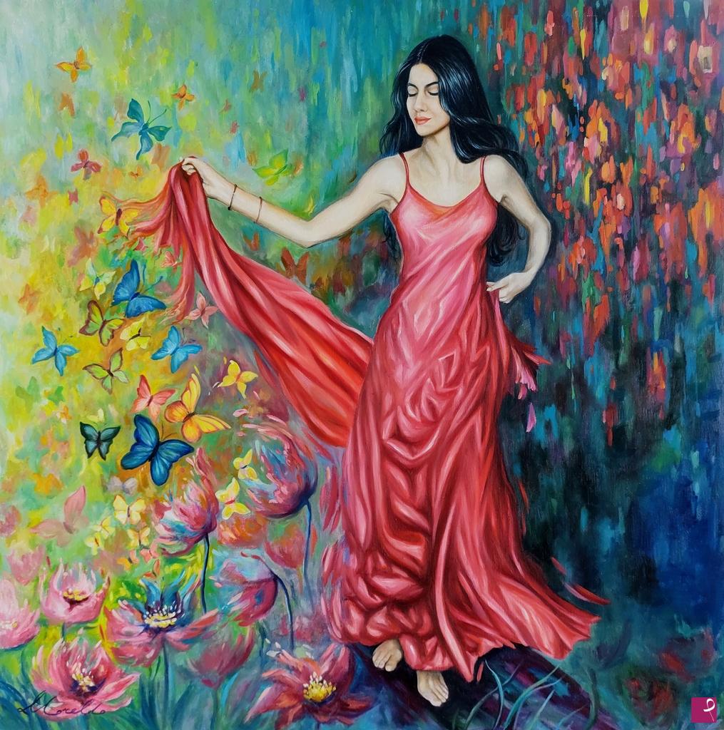 quadri in vendita online - Danza di Primavera tra pizzica e fiori