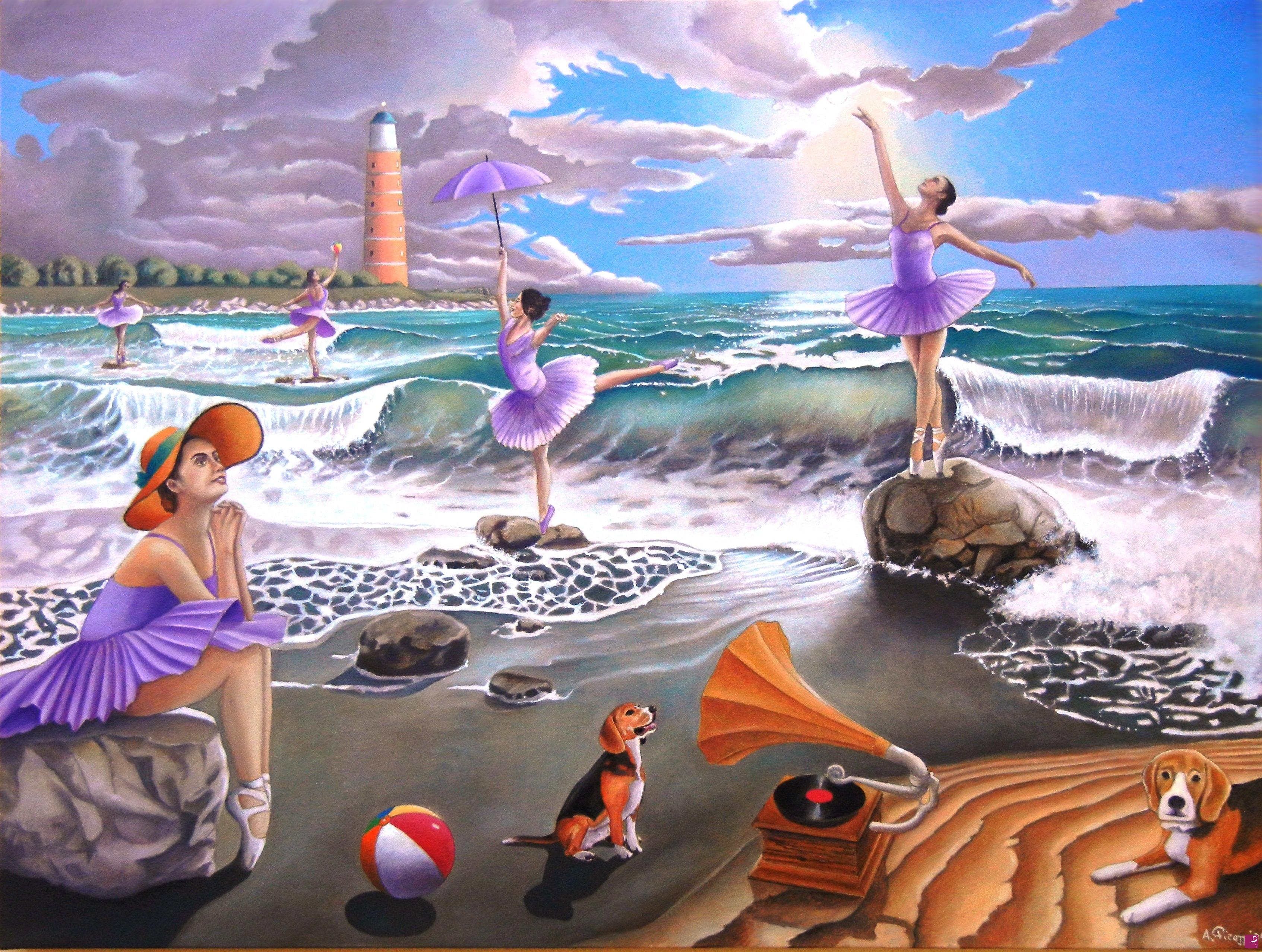 quadri in vendita online - Danza in riva al mare
