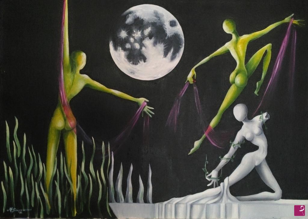 quadri in vendita online - Danzatrici sotto la Luna