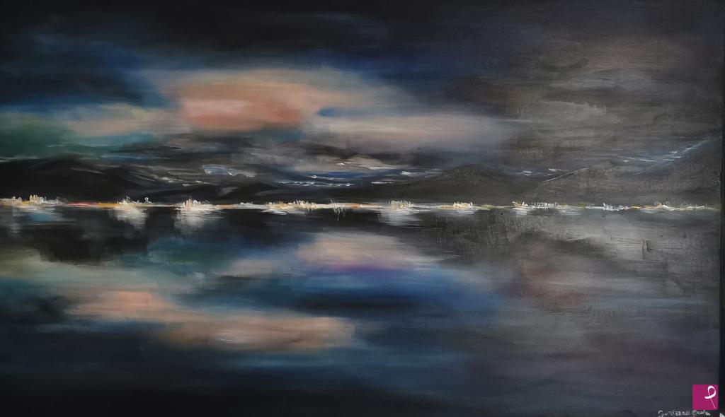 quadri in vendita online - Dark abstract landscape