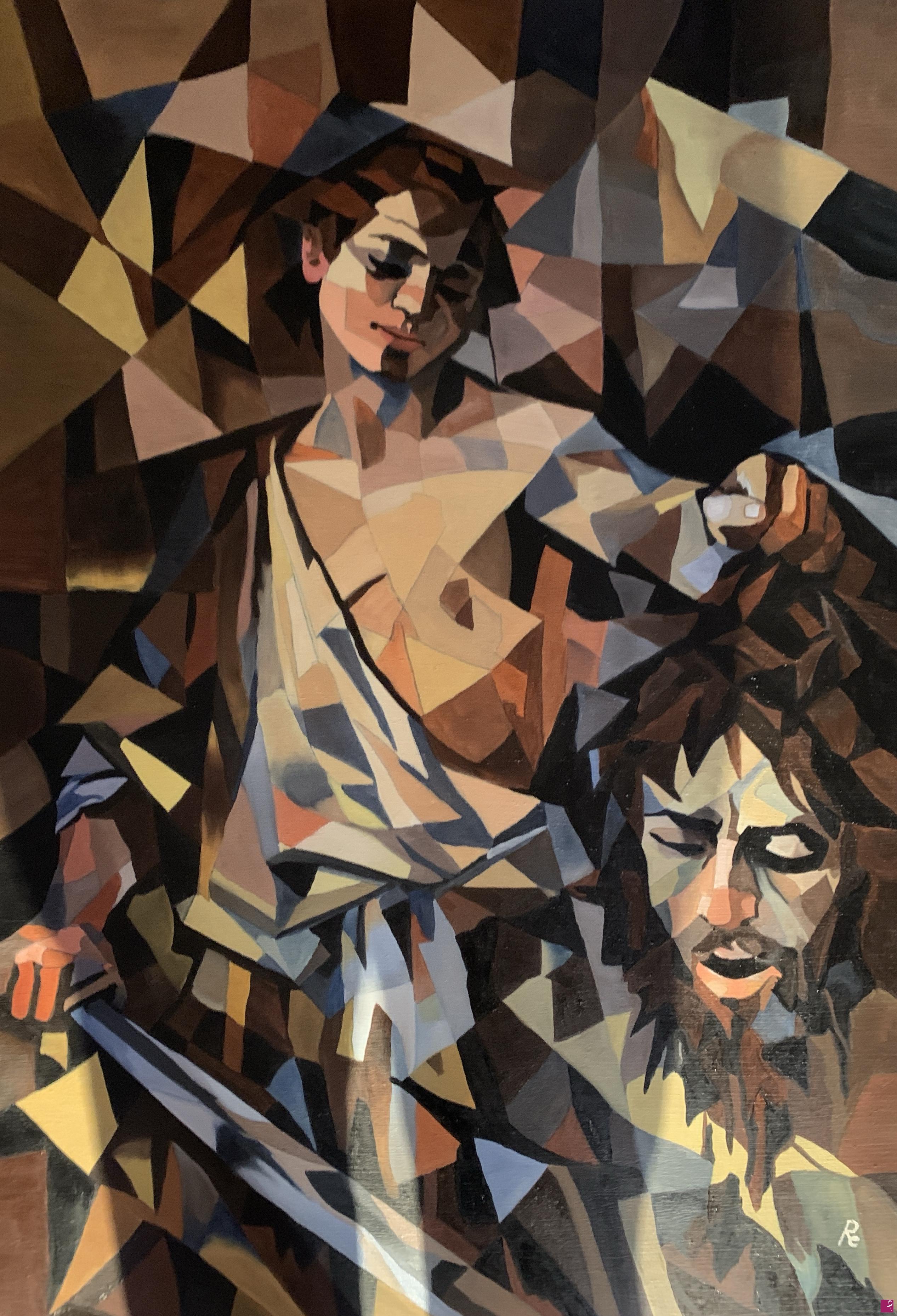 quadri in vendita online - DAVIDE E GOLIA (CARAVAGGIO) reinterpretazione cubista