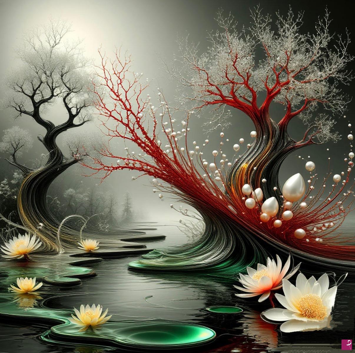quadri in vendita online - Dawn on the lake